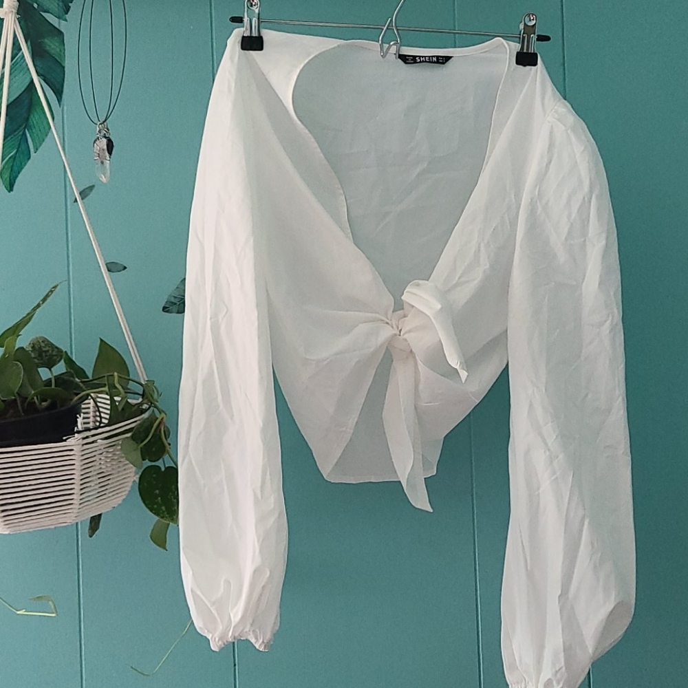 Shein front tie blouse